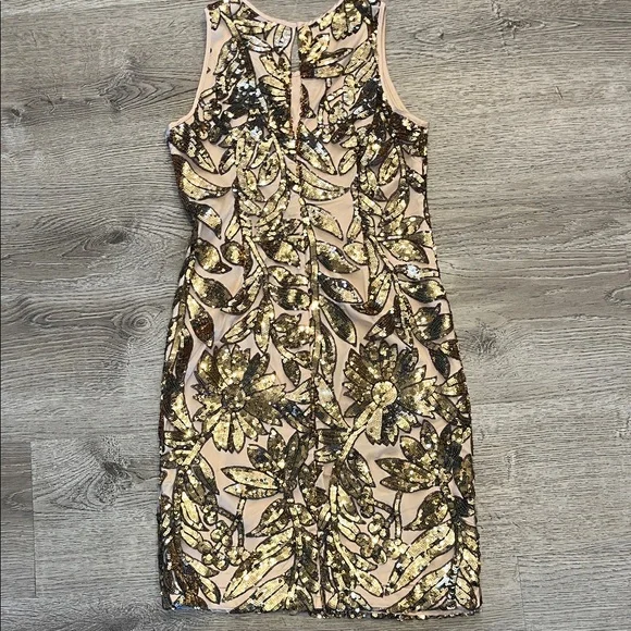 Boston Proper Gold and Brown Floral Mini Dress - Picture 7 of 9